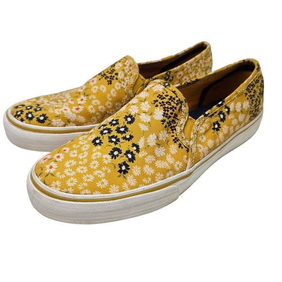 Keds Floral Li Double Decker Platform Slip On Sneakers Loafers 10 Yellow Mustard - Picture 1 of 9